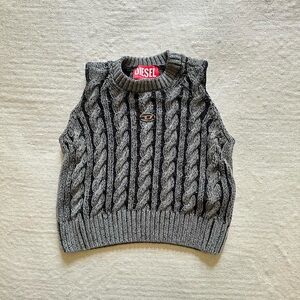 Diesel Charcoal Cable Knit Vest